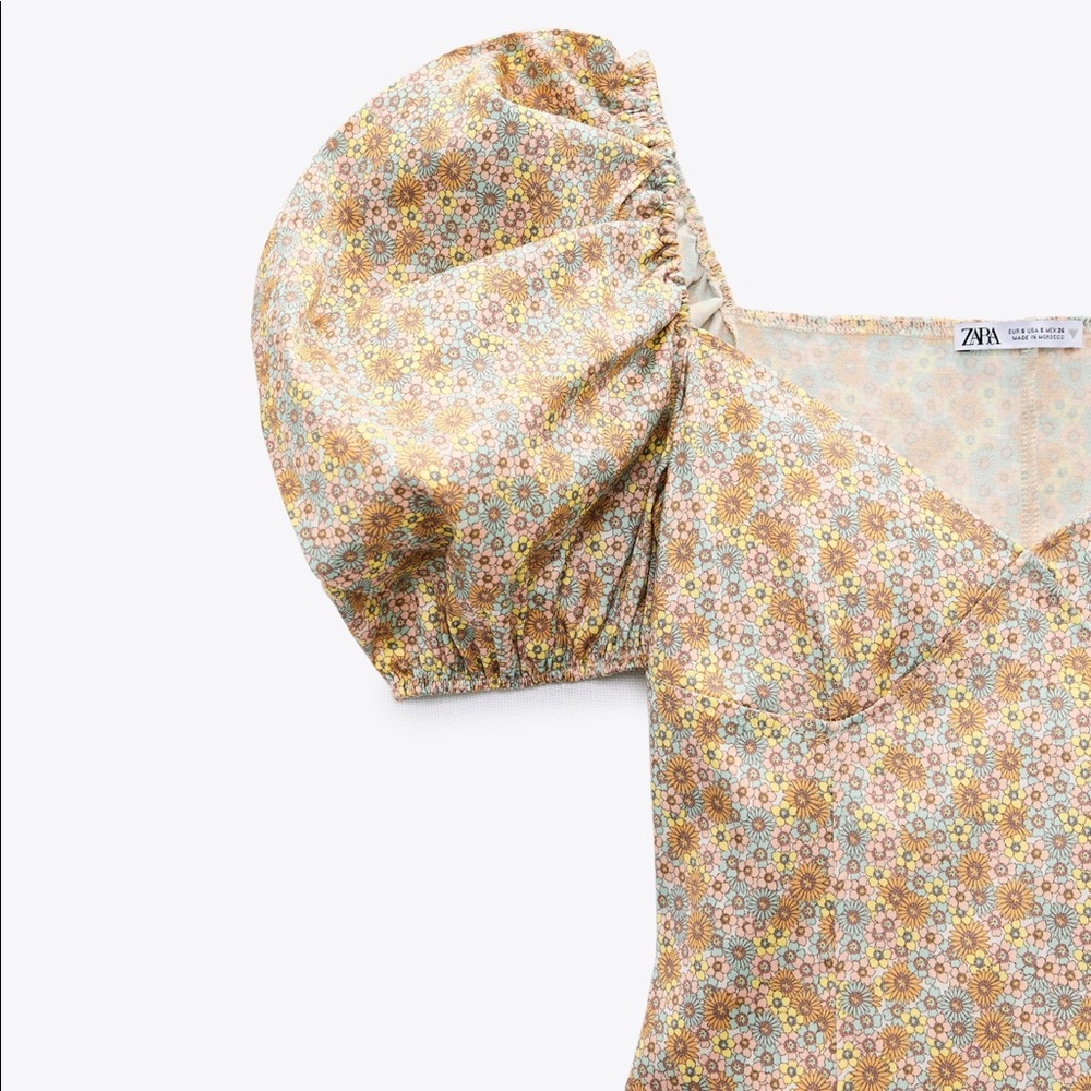 Zara Satin Effect Floral Print Dress S